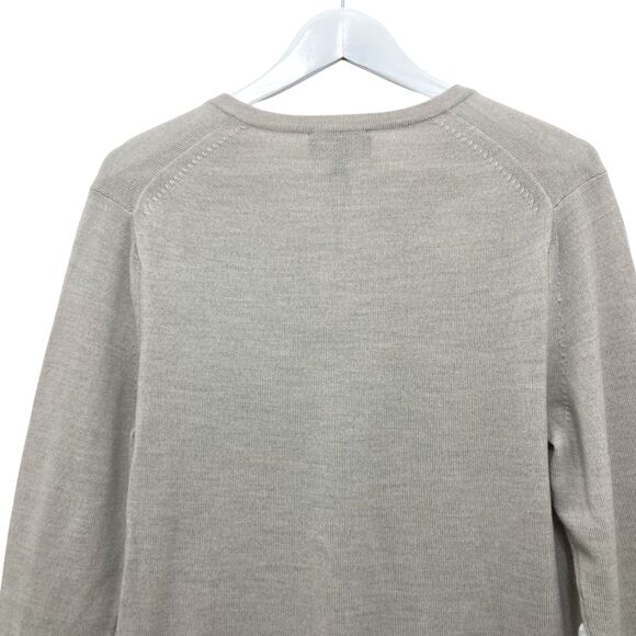 Express Men's Merino Wool Sweater Size S NWT V-Neck Oatmeal Extra Fine Wool - Picture 5 of 16